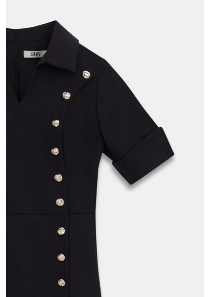 Önü Çakma Detaylı Manşetli Elbise fırsatları