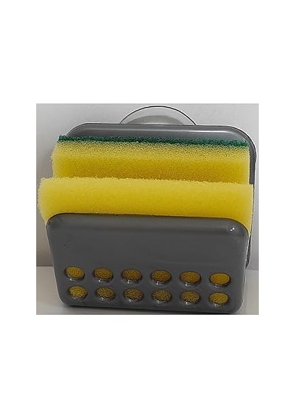 Seahome Pratik Vantuzlu Süngermatik Sünger Askısı Süngerlik Sünger Hediyeli Tutucu Antrasit Renk Se