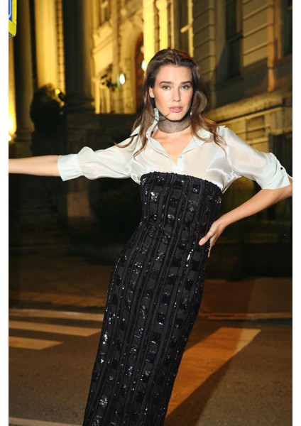 Gömlekli Straplez Payet Elbise fiyatları