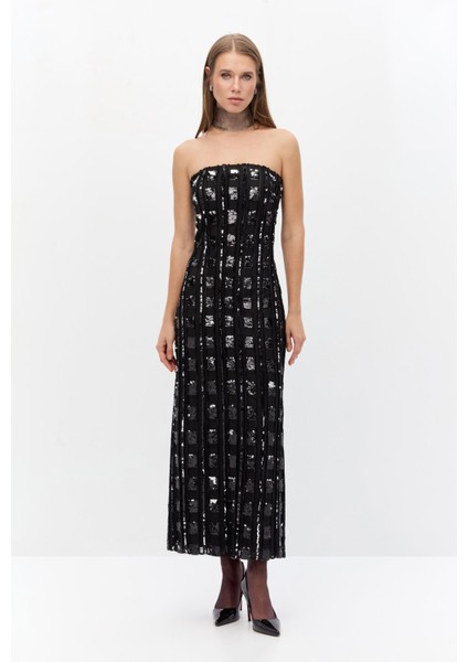 Gömlekli Straplez Payet Elbise fırsatları