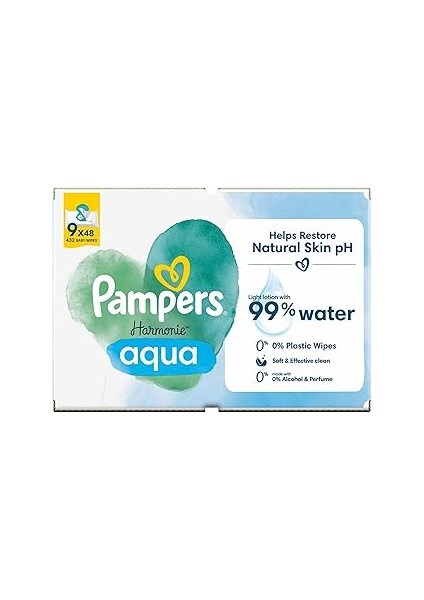 Pampers Islak Havlu Mendil Aqua Pure 432 Yaprak 9'lu Fırsat Paketi