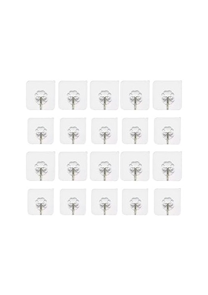 Promosyonca 20 Adet Tekli Şeffaf Askı, Metal Kancalı, 6 cm Ebatında, Ekonomik