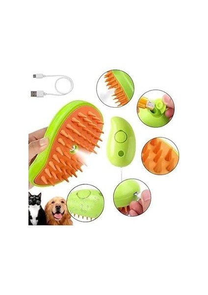 Buharlı Kedi Köpek Fırçası Şarjlı Soğuk Buhar Tüy Tarağı Tüy Toplama Tarama Fırça Tarak