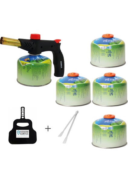 1 Adet Çakmaklı Pürmüz + 4 Adet Yedek Kartuş +Karavan Kampüs Yelpaze ve Maşa Seti