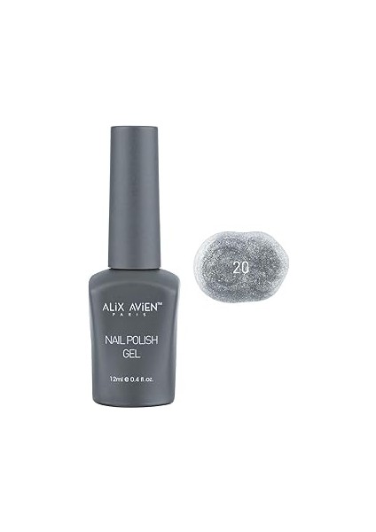 Alix Avien Uv Kalıcı Gri Simli Oje 20 - Gel Polish - 12 ml