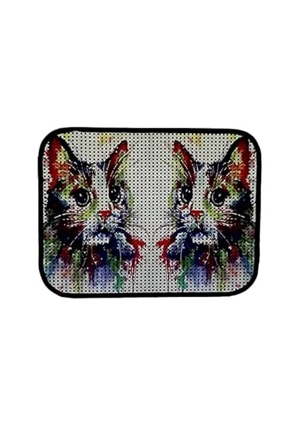 Miapet Elekli Desenli Kedi Tuvalet Önü Paspası 60 x 45 cm Gökkuşağı