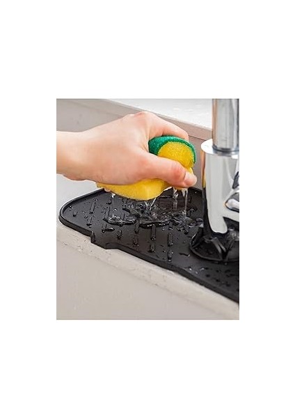 Seahome 1 Adet Elastik Siyah-Su Tutucu Düzenleyici Kaydırmaz Mutfak Banyo Matı Musluk Mat Mtevystri