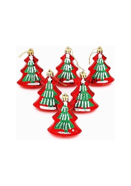 Yılbaşı Çam Ağacı Şeklinde Süs Seti – 6 Adet
