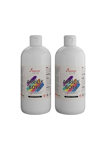 Red Rose Beyaz Akrilik Boya 2'li Set 2X500 gr