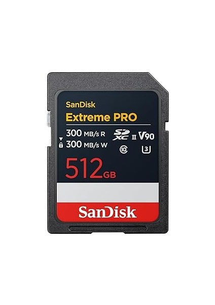Extreme 512 GB Sdxc Uhs-Ii Kart, 300 Mb/sn'ye Kadar Okuma Hızı ve Yazma Hızı, V90,8 K K