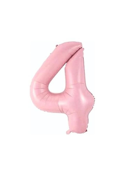 4 Açık Pembe Renk Rakam Folyo Balon 80 cm