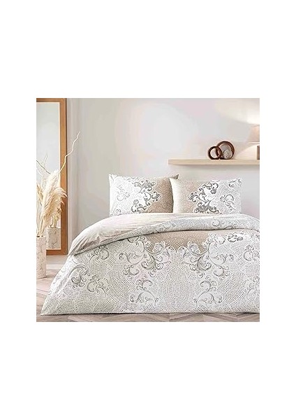 Taç Pamuk Lucında Nevresim Takımı Vizon Çift Kişilik