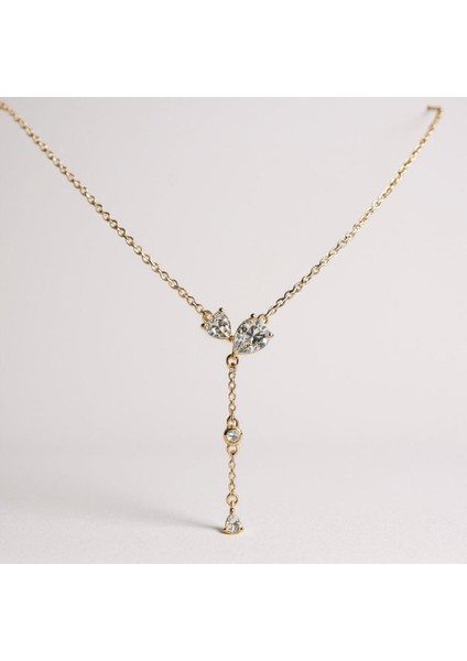 925 Ayar Gümüş Y Kolye Modern Mınımal Gold Renk fiyatları