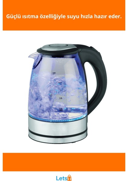 1500W Güçlü Cam Kettle Elektrikli Su Isıtıcı 1.8 Litre fiyatları