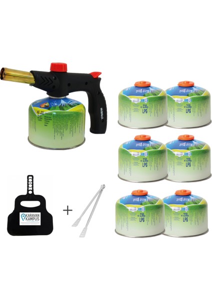 1 Adet Çakmaklı Pürmüz + 6 Adet Yedek Kartuş +Karavan Kampüs Yelpaze ve Maşa Seti