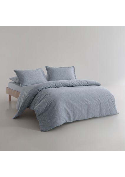 Paisley Saten Çift Kişilik Nevresim Takımı - Indigo