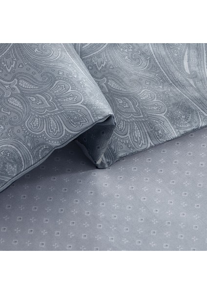 Paisley Saten Çift Kişilik Nevresim Takımı - Indigo fırsatları