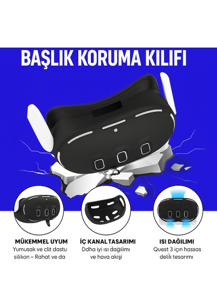 Quest 3 Uyumlu Silikon Koruma Seti – Kumanda Gripleri + Ön Kasa Kapak + Yüz Koruma Aksesuar Seti (Quest 3s Uyumlu Değildir – Siyah) fiyatları