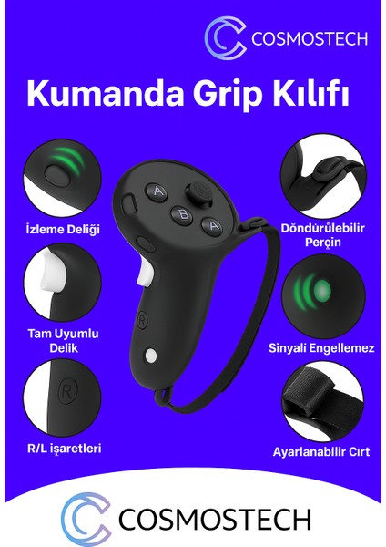 Quest 3 Uyumlu Silikon Koruma Seti – Kumanda Gripleri + Ön Kasa Kapak + Yüz Koruma Aksesuar Seti (Quest 3s Uyumlu Değildir – Siyah) modelleri