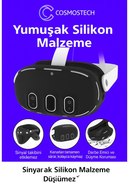Quest 3 Uyumlu Silikon Koruma Seti – Kumanda Gripleri + Ön Kasa Kapak + Yüz Koruma Aksesuar Seti (Quest 3s Uyumlu Değildir – Siyah) fırsatları