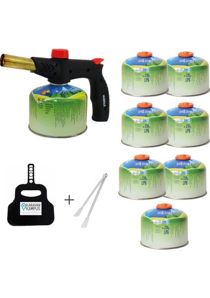 1 Adet Çakmaklı Pürmüz + 7 Adet Yedek Kartuş +Karavan Kampüs Yelpaze ve Maşa Seti