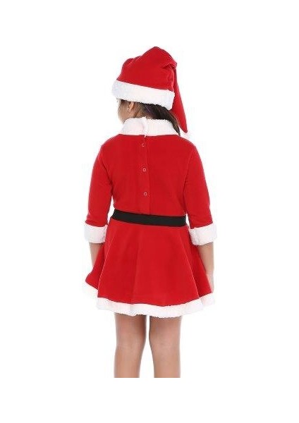 Kız Çocuk Kırmızı Kemerli Noel Yılbaşı Kostümü modelleri