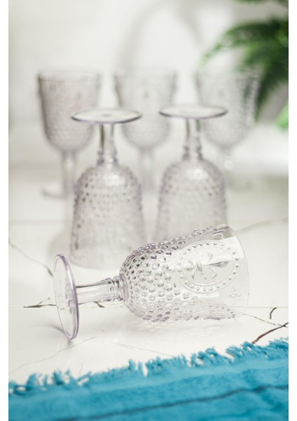 Akrilik Şeffaf 6'lı Kadeh & Su Meşrubat Kahve Yanı Bardağı 450 ml ( Cam Değildir )