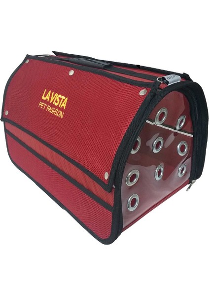 Lüx Flaybag Perdeli Kedi, Küçük Köpek Taşıma Çantası 43-26-27CM 1300GR Kırmızı