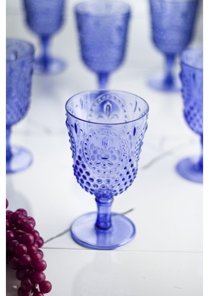 Akrilik Mavi 6'lı Kadeh & Su Meşrubat Kahve Yanı Bardağı 450 ml ( Cam Değildir ) fiyatları