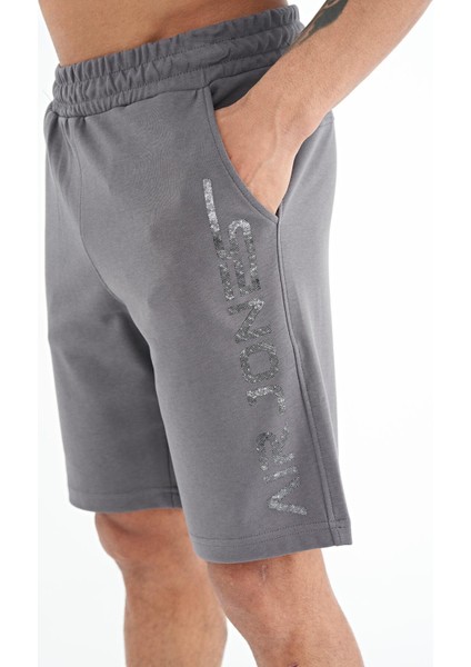 Alva Koyu Gri Baskılı Erkek Şort - 81245