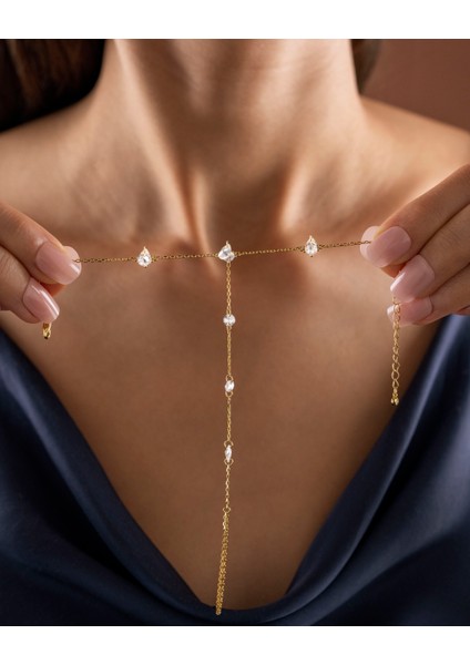 925 Ayar Gümüş Altın Renkli Damla Taşlı Şahmeran –silveria Jewels