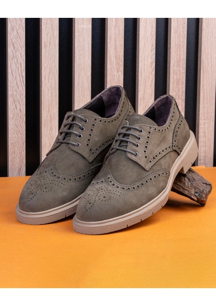 İtalyan stil iç dış naturel deri nubuk erkek ayakkabı haki T11201 fırsatları