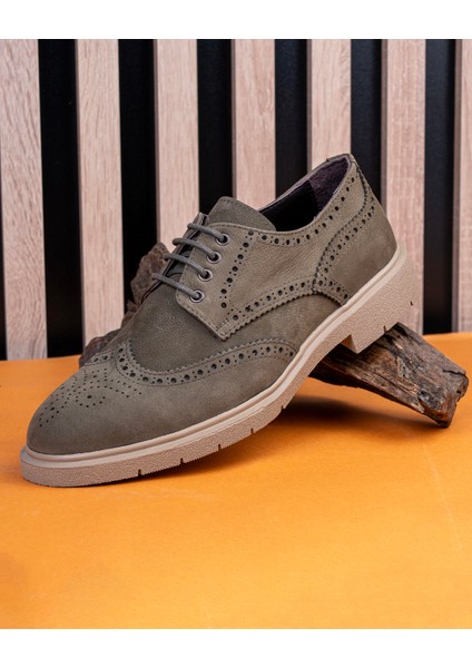 İtalyan stil iç dış naturel deri nubuk erkek ayakkabı haki T11201 indirimleri