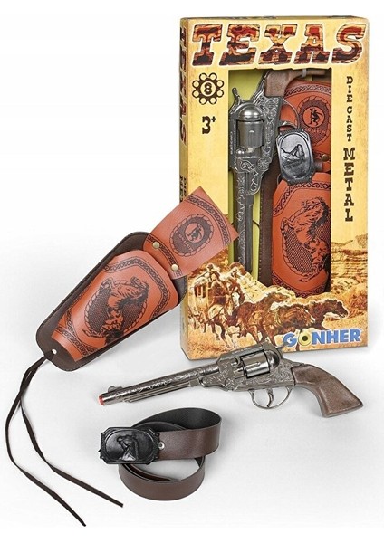 Gonher Revolver 8'li Kovboy Koleksiyon Tabanca Seti Kapsül Patlatan Silah Ispanya Ağır Metal Ürünü
