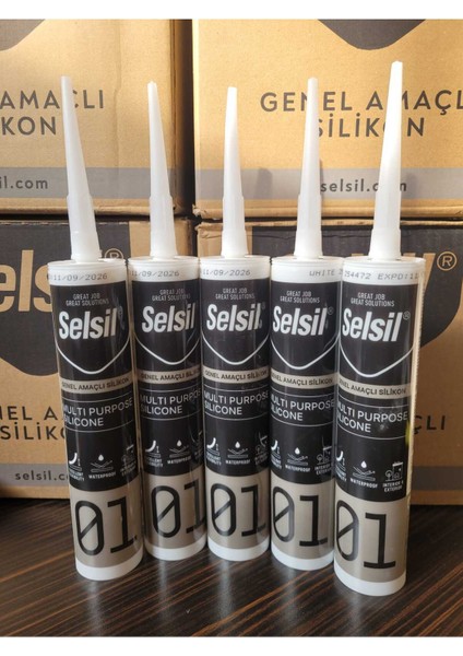 Beyaz Silikon 5’li Set – Cam, Metal, Ahşap ve Pvc Için