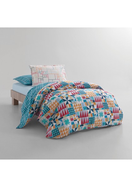 Patchwork Ranforce Tek Kişilik Nevresim Takımı - Mavi