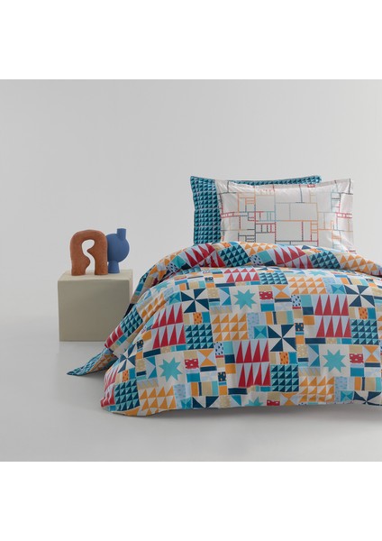 Patchwork Ranforce Tek Kişilik Nevresim Takımı - Mavi fiyatları