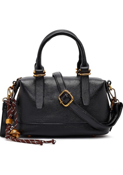 Kadın Siyah Uzun Askılı Mini Kol Çantası 25WBD266118