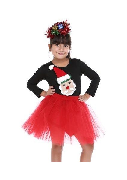 Kız Çocuk Kırmızı Tütülü Noel Yılbaşı Kostümü