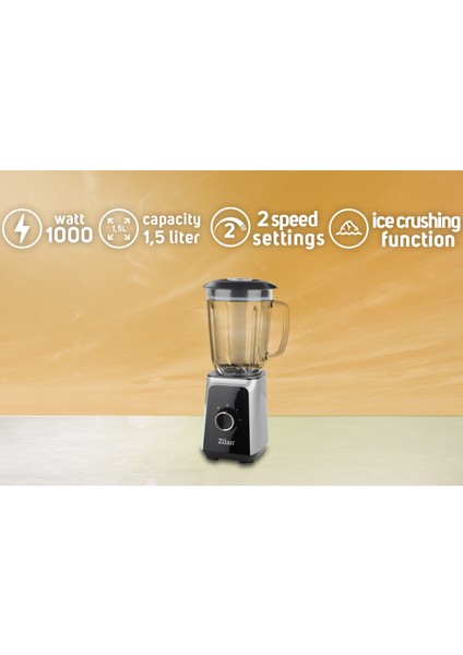 ZLN3925 | Stand Blender | 1.5l Cam Hazne | 1000W | 2 Hız Ayarı | Pulse Fonksiyonu | Buz Kırma fırsatları