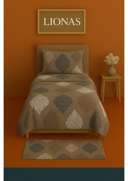 Tek Kişilik Desenli Nevresim + 1 Adet Kapaklı Yastık Kılıfı