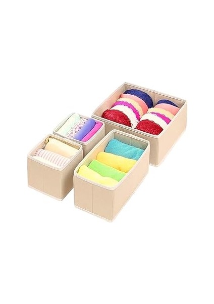 Helen's 4'lü Jüt Kutu Seti Dolap Içi ve Çekmece Içi Düzenleyici Organizer