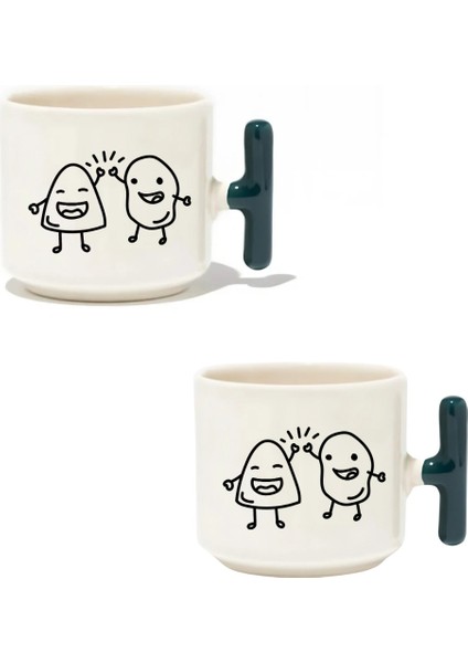 Evin Hanımı Evin Beyi 2'li Latte Fincanı - Hediye Seramik Kupa