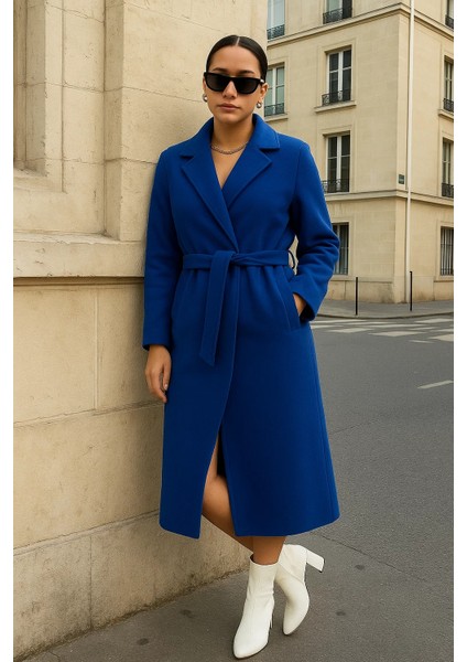 Kadın Kruvaze Salaş Trend Mavi Kaşe Kaban fırsatları