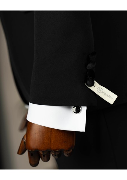 Italyan Stil Slim Fit Kadife Şal Yaka Ceket Yelek Pantolon Damatlık Set Siyah T14890 fırsatları