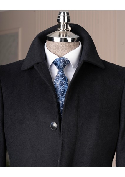 Italyan Stil Klasik Kalıp Yün Karışımlı Kaşe Erkek Kaban Lacivert T14682 fiyatları