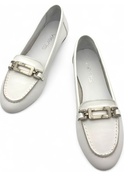 Luna Beyaz Hakiki Deri Kadın Günlük Babet indirimleri