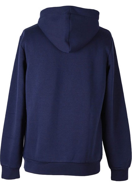 Kapüşonlu Kanguru Cep 3 Iplik Şardonlu Indigo Erkek Sweatshirt 5281 modelleri