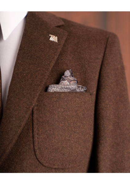 Italyan Stil Slim Fit Mono Yaka Torba Cep Erkek Ceket Kahverengi T15057