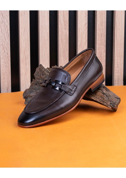 Italyan Stil Iç Dış Naturel Deri Erkek Ayakkabı Kahverengi T14601 modelleri